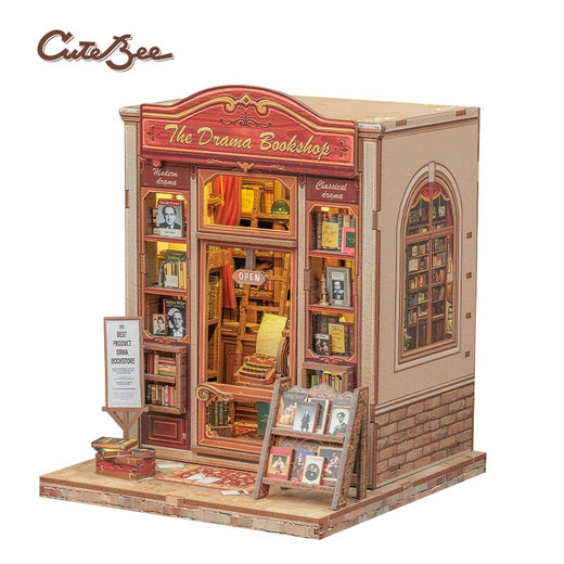 Cutebee The Drama Bookshop book nook, houten DIY bouwpakket voor je boekenkast