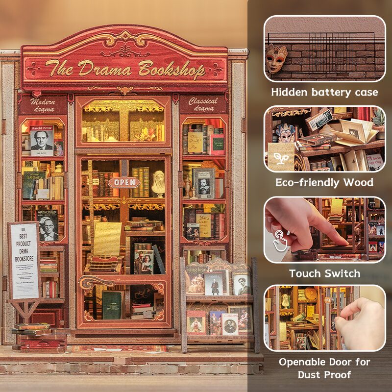 Miniatuurhuisje The Drama Bookshop detail