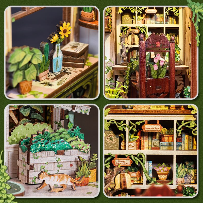Miniatuurhuisje Green Life Bookshop detail