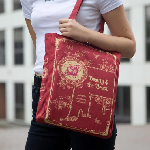 Beauty and the Beast katoenen tote bag voor boekenliefhebbers, met literaire print