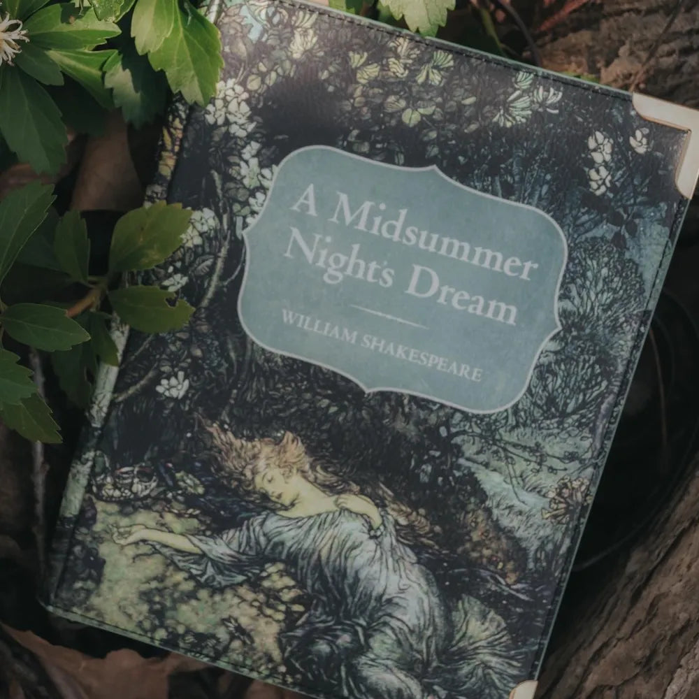 A Midsummer Night's Dream groene handtas in boekvorm, afneembare verstelbare schouderriem