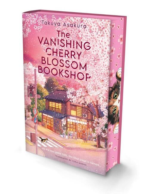 Omslag van The Vanishing Cherry Blossom Bookshop van Takuya Asakura, speciale editie met sprayed edges