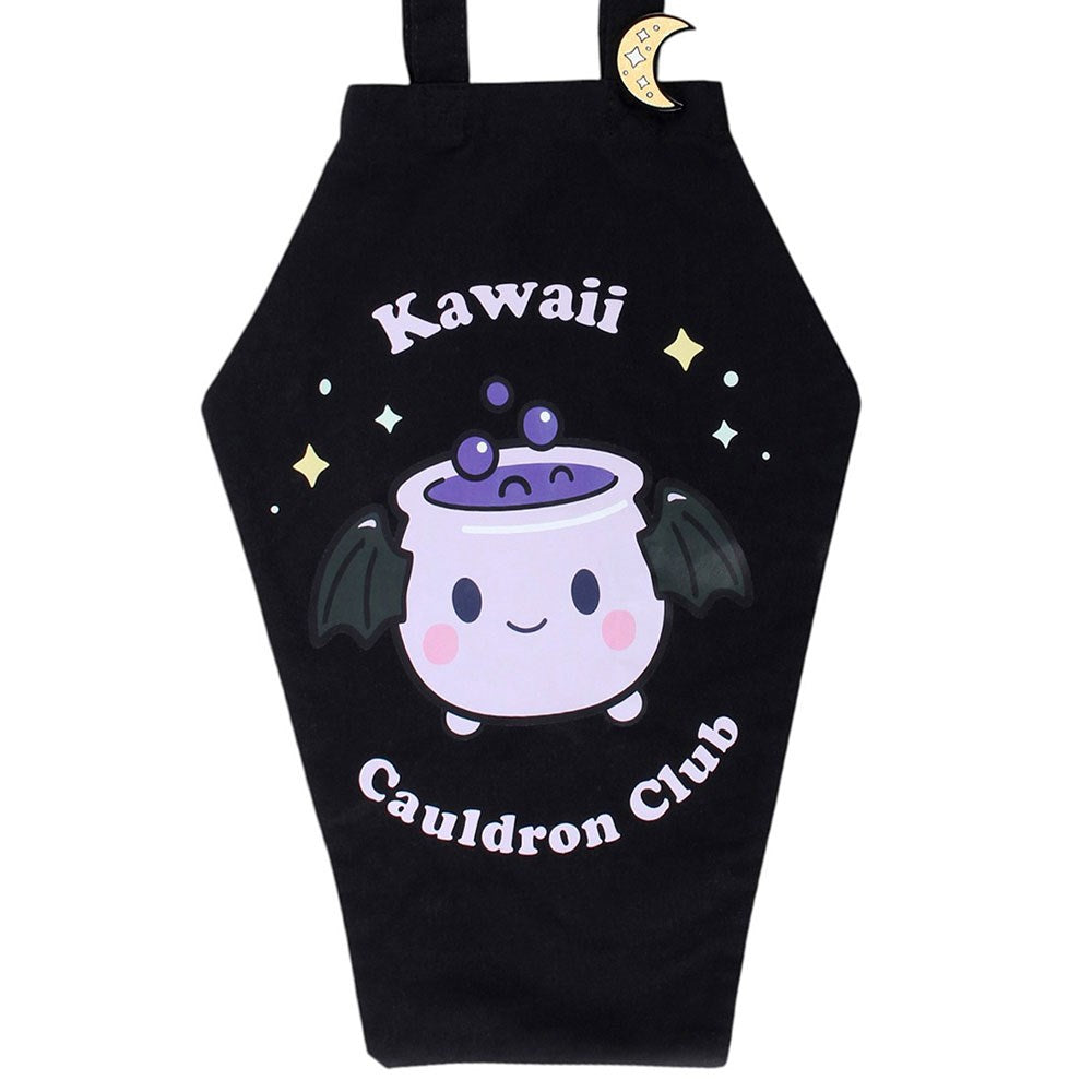Kawaii Cauldron Club tote bag met pin bij Tea & Tales