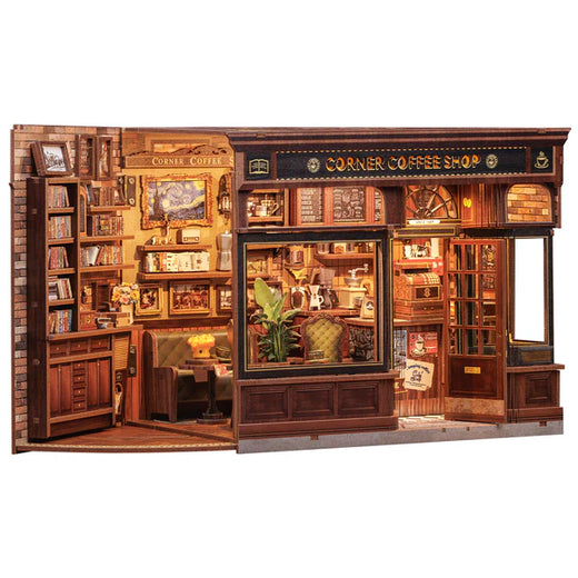 Cutebee Corner Coffee Shop book nook, houten DIY bouwpakket voor je boekenkast
